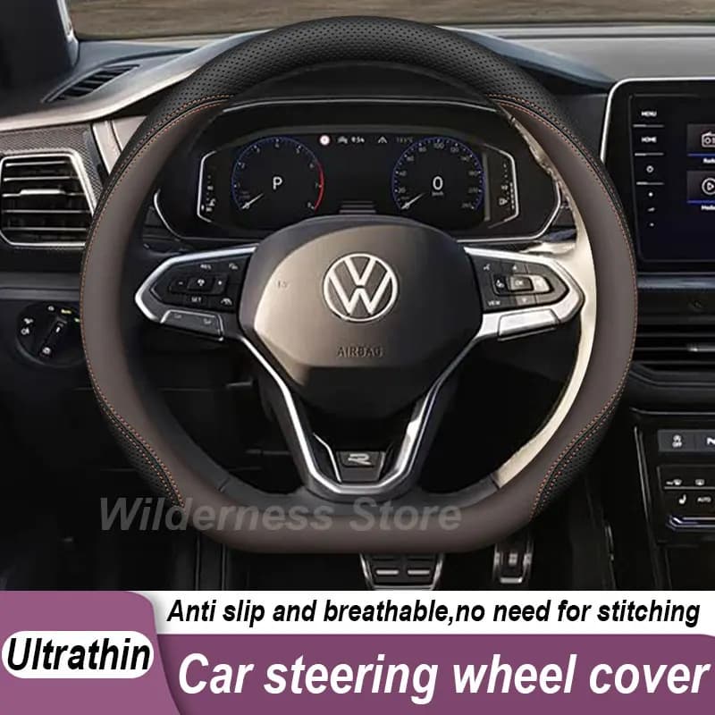 Car Steering Wheel Cover For Volkswagen T-Cross TCross 2019-2025 2026 Leather Auto Steering Wheel Volkswagen T Cross Accessories