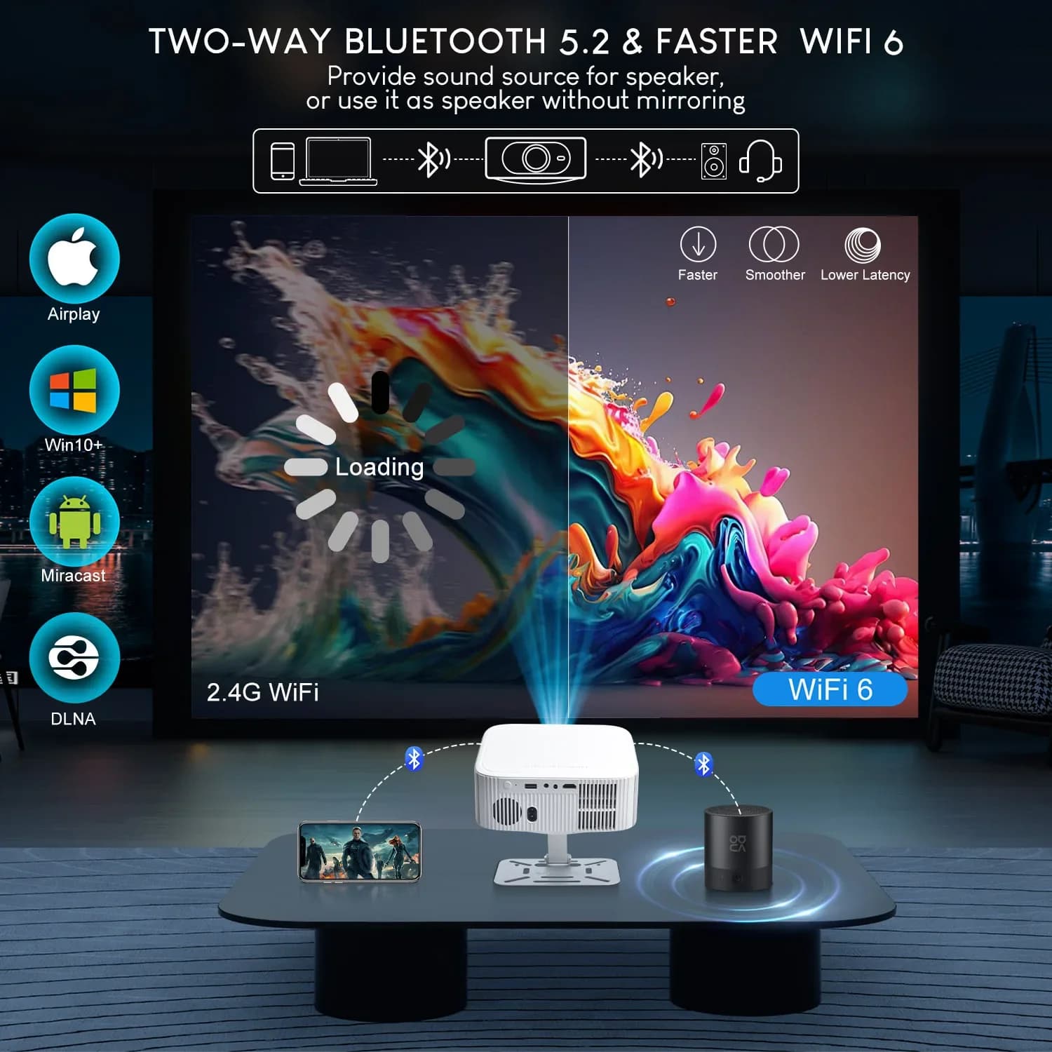 2025 hot sale Salange New Design P92max Full Hd Projectors with Stand Smart TV Wifi Bt Mobile Phone Projectors Native 1080P Netf
