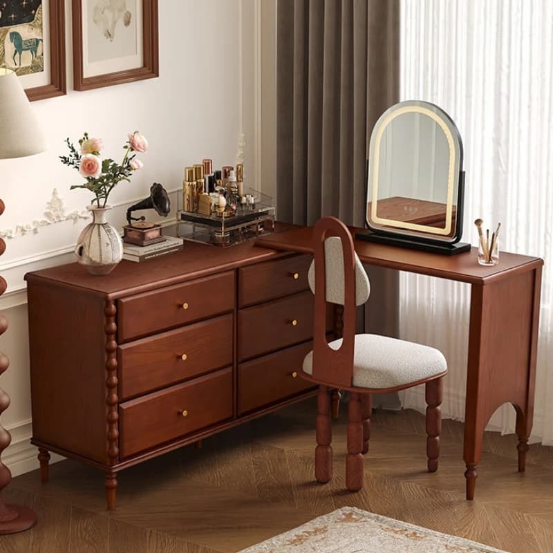 Antique wooden dressing table household bedroom light luxury makeup vanity retro style coiffeuse vintage  interior furniture