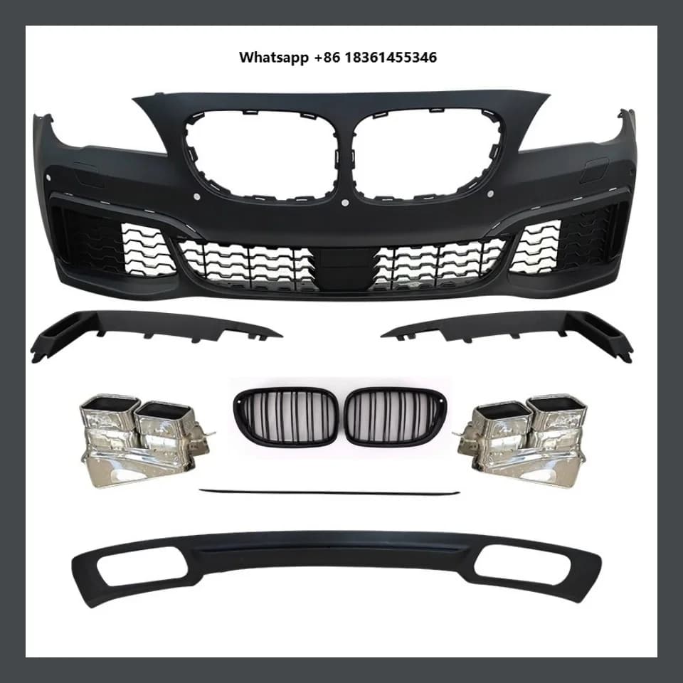 For 7 Series F01 F02 730 09-15 Upgraded to M760 Style Front Bumper Grille Assembly Rear Lip Tail Throat Body Kit