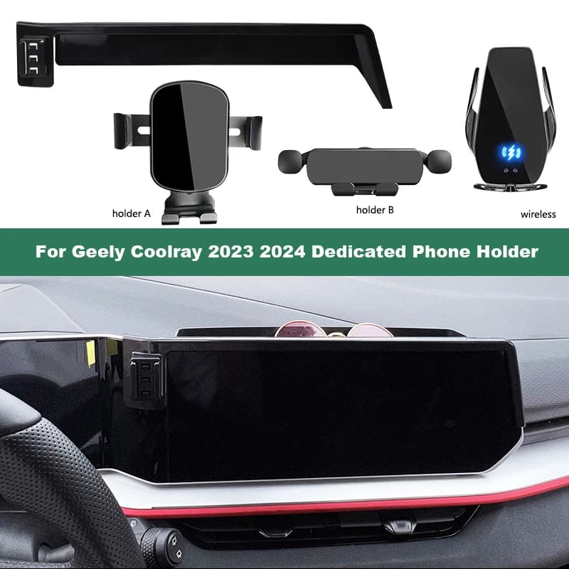 For Geely Coolray 2023 2024 Mobile Phone Holder 12.3-inch Screen Fixed Dedicated Base 15W Wireless Charging Smartphone Stand