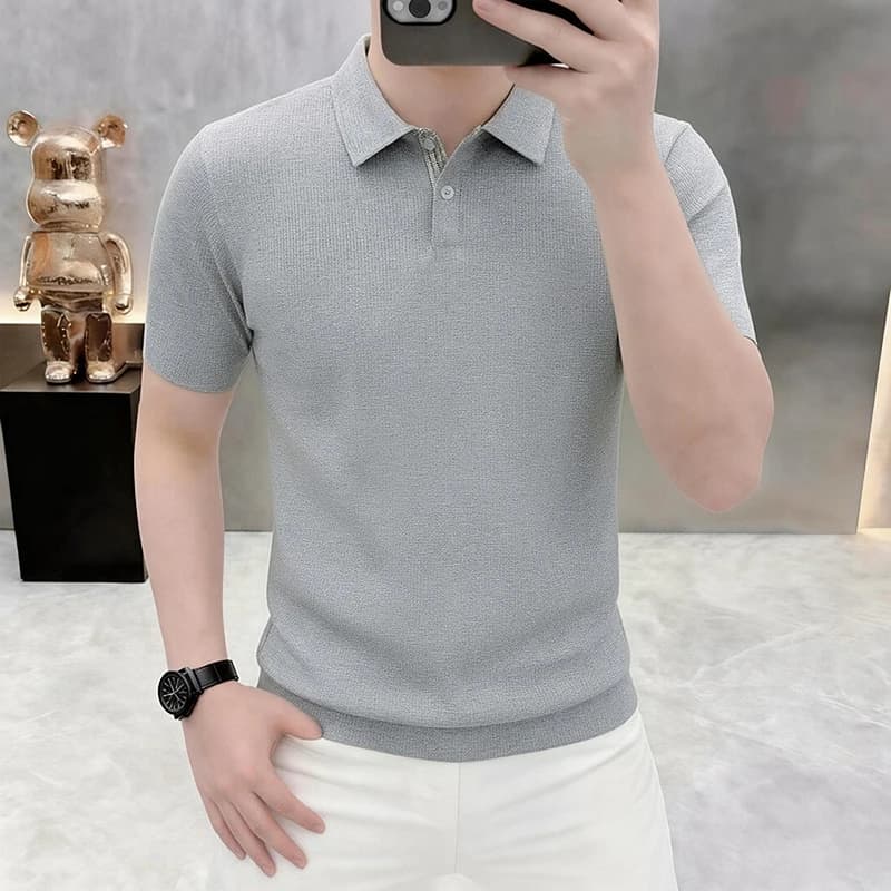 2026 Summer New Style Men's Fashion Casual Collar Short-Sleeved Cool-Feel T-Shirt Polo Shirt