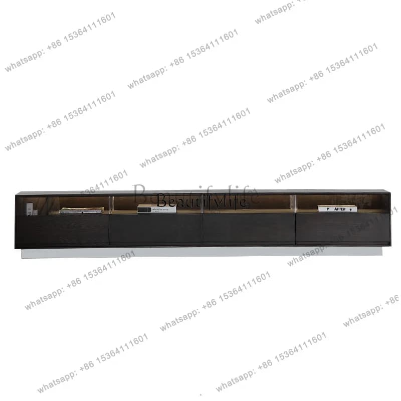FGItalian minimalist living room smoky solid wood TV cabinet modern Nordic floor cabinet
