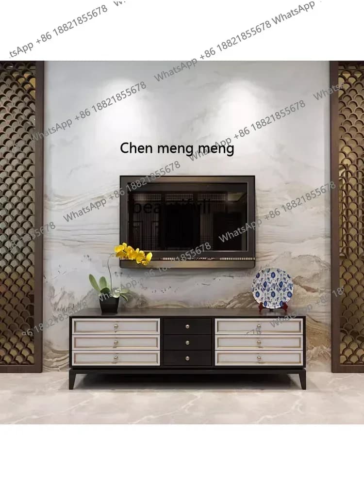 X A New Chinese Style Solid Wood TV Cabinet Coffee Table Combination Modern Simple and Light Luxury Living Room Bedroom  furnitu
