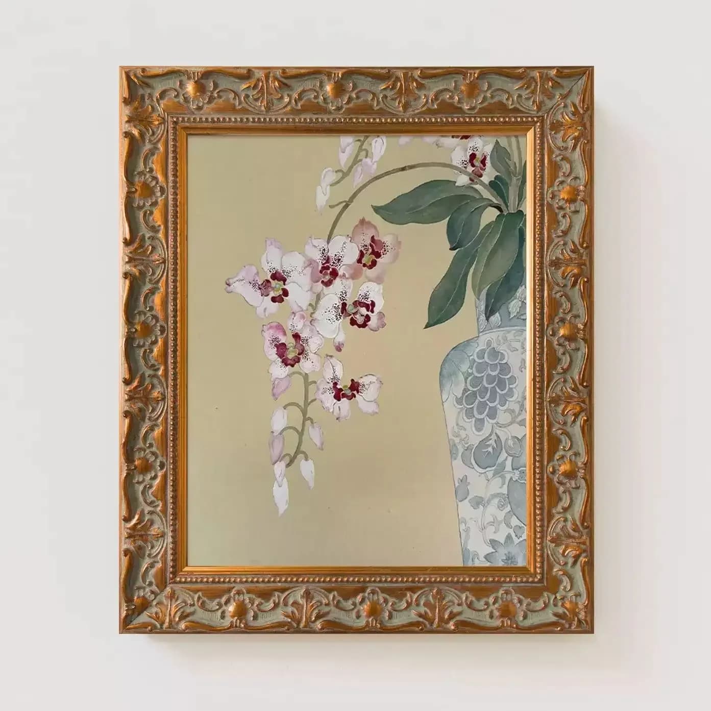 Carved Wood Picture Frame Vintage Ornate Gold Frame for Wall Art Photos Solid Wood Gallery Decor Frame for Home