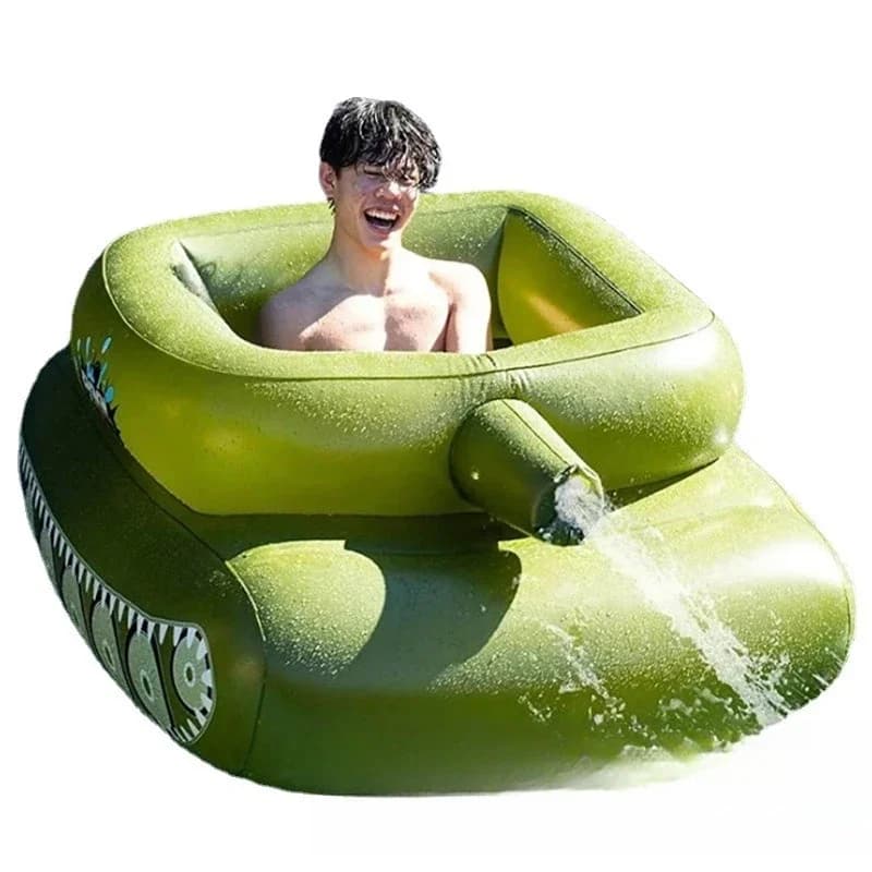 PVC inflatable water spray tank, blowing water spray car game tank