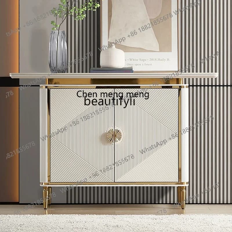 E153 Italian Style Light Luxury Rock Slab Entryway Table Modern Minimalist Living Room Wall Cabinet Entryway Decorative Cabinet