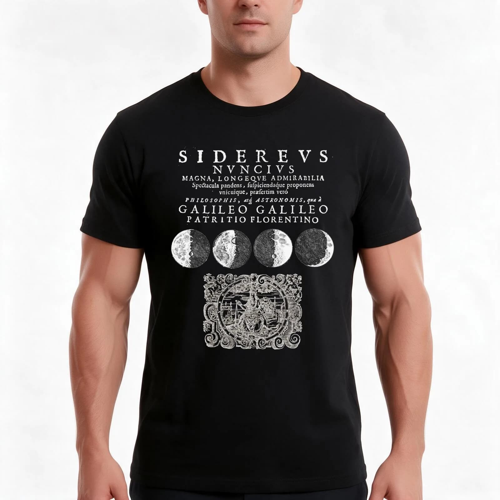 Galileo Galilei Sidereus Nuncius inverted T-Shirt, Summer Casual Cotton Tee, Oversized Streetwear Tops, Vintage Graphic Print