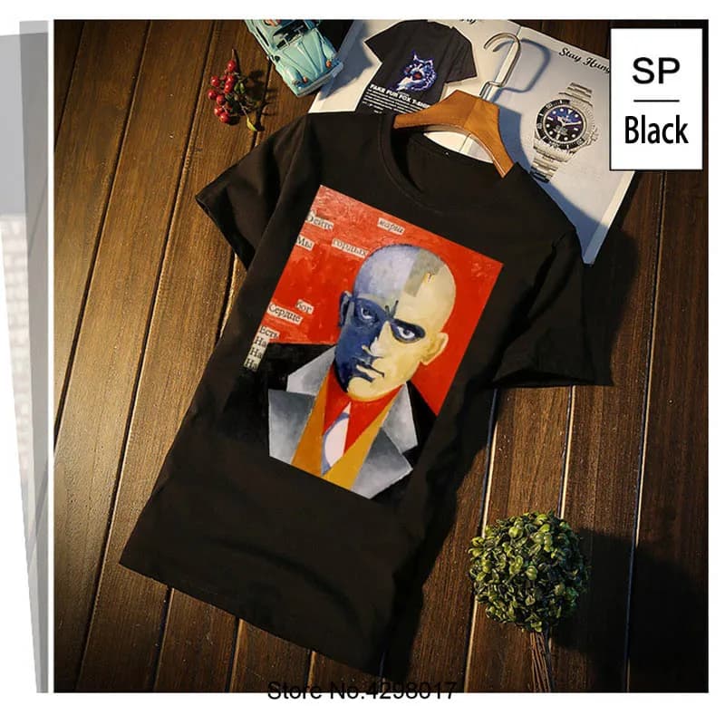 Printed Vladimir Mayakovsky Soviet Russian Poet Futurist Tshirt Letter Urban Men Tshirt Gift O Neck Camisetas Summer Tee Tops