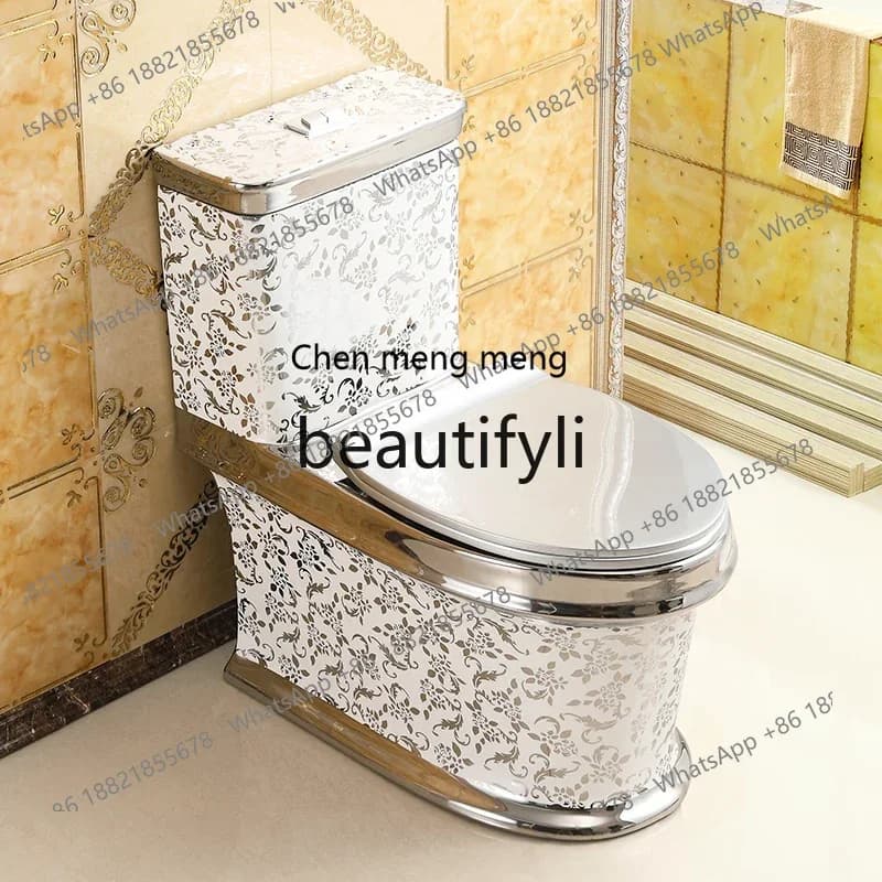 B178 Household flush toilet Super swirl water-saving deodorant silver toilet creative ceramic Nordic