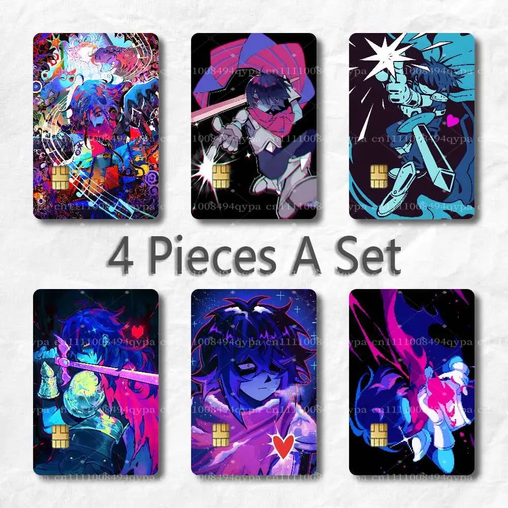 Kris D-Deltarune Game Card Skin Stickers, 4 Pack Waterproof PVC Decals for Debit, Bus Transit, Gift & Membership Cards