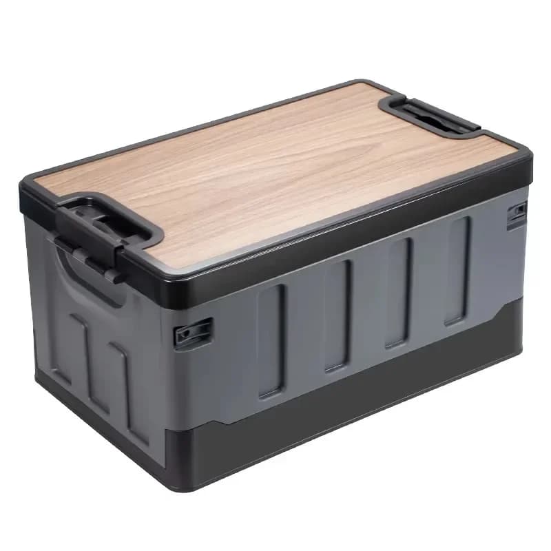 Wooden cover camping decoration transparent fabric foldable foldable jewelry shoes plastic storage box