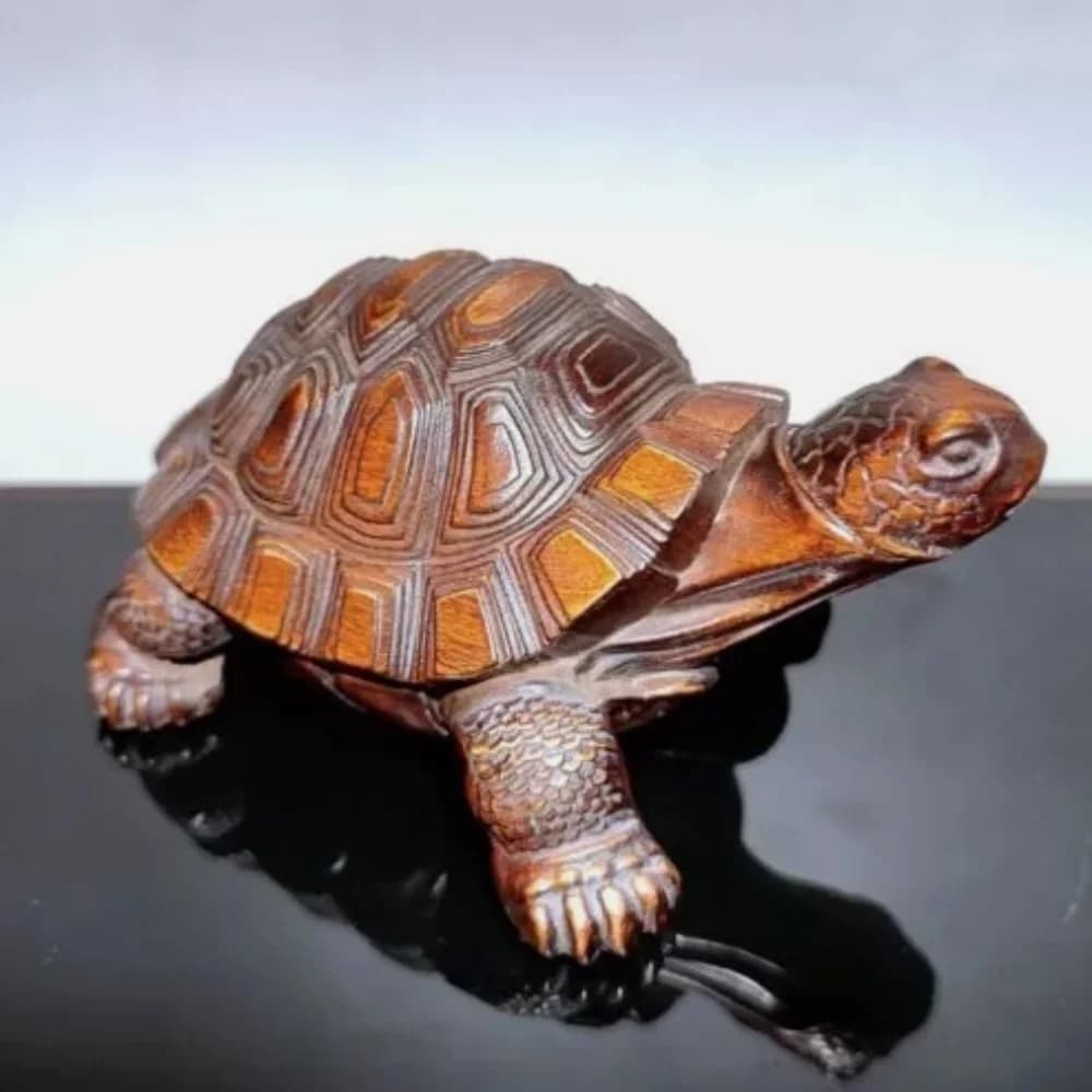 vintage wooden Carved wood carving god of longevity Turtle statue Home decor art