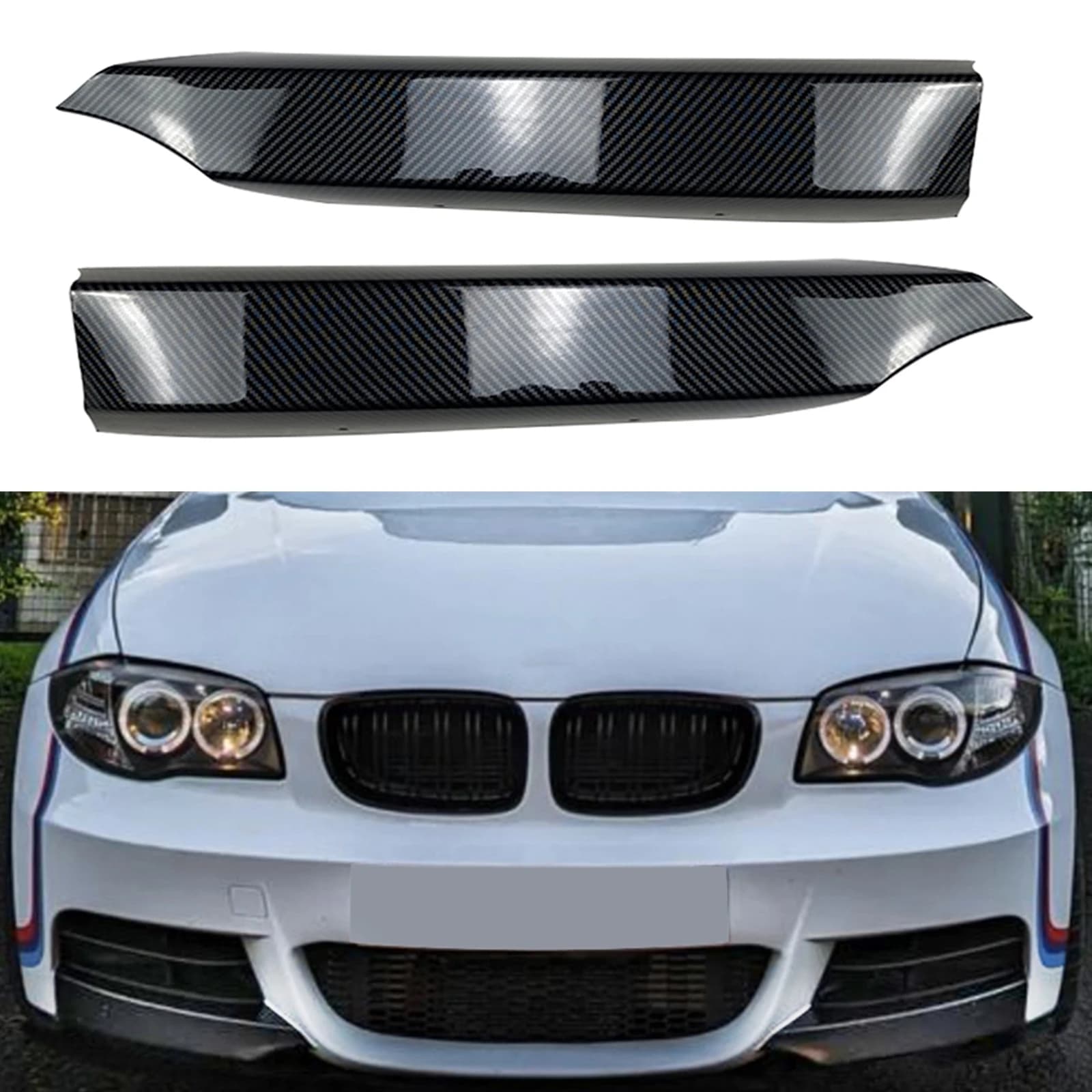 For BMW 1 Series E82 E88 M-Tech Sport 2007-2013 Front Bumper Side Splitter Cover Lower Air Intake Vent Trim Canard Spoiler Lip