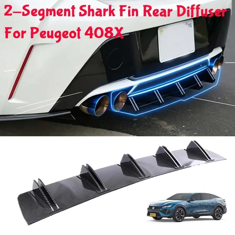 For Peugeot 408X Shark Fin Rear Diffuser Split Chassis Spoiler Auto Aerodynamic Parts Aerodynamic Modification