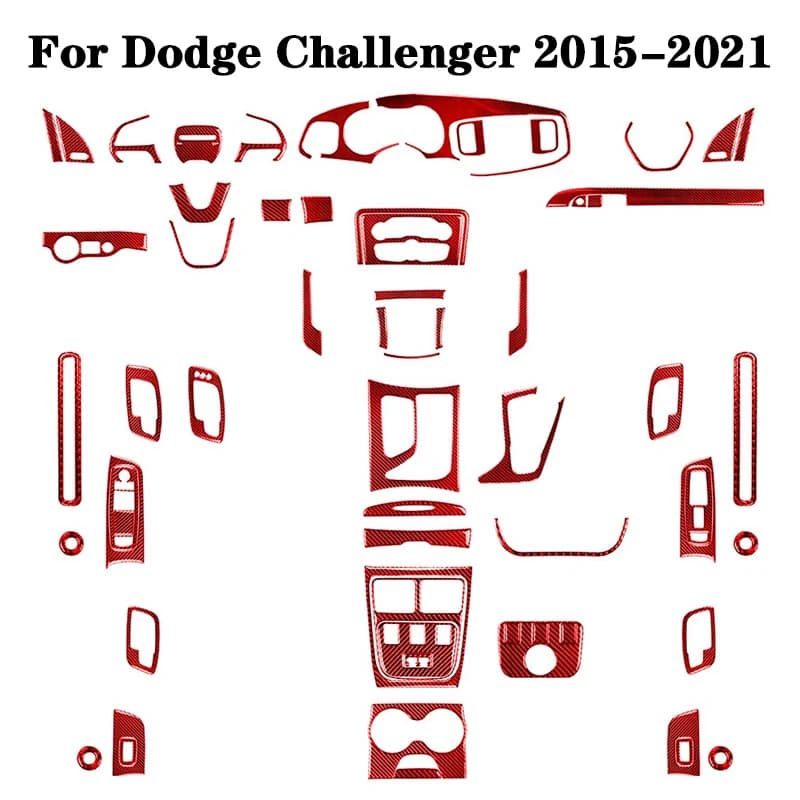 Carbon Fiber Red Stickers Car Interior Decorative Accessories For Dodge Charger 2015 2016 2017 2018 2019 2020 2021