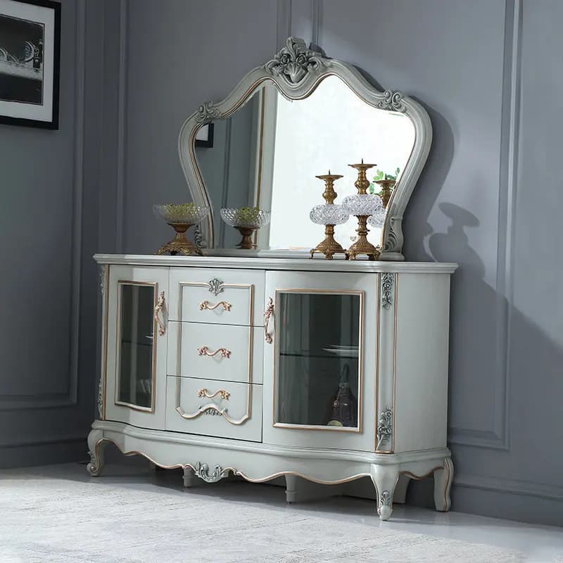 LH furniture 1.48M gold-painted carved dining side cabinet solid wood storage floor cabinet