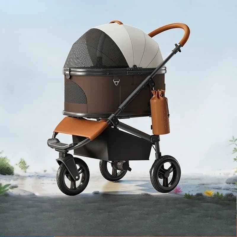 Pet cart three-wheeled cat and dog foldable object push can be separated