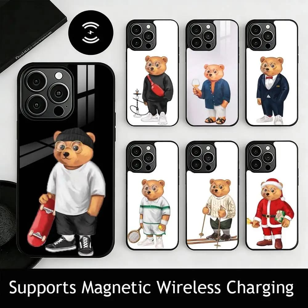 Fashion bear B-Baron Filou gift Phone Case For iPhone17,16,15,14,13,12,11 Plus,Pro Supports Magnetic Wireless Charging