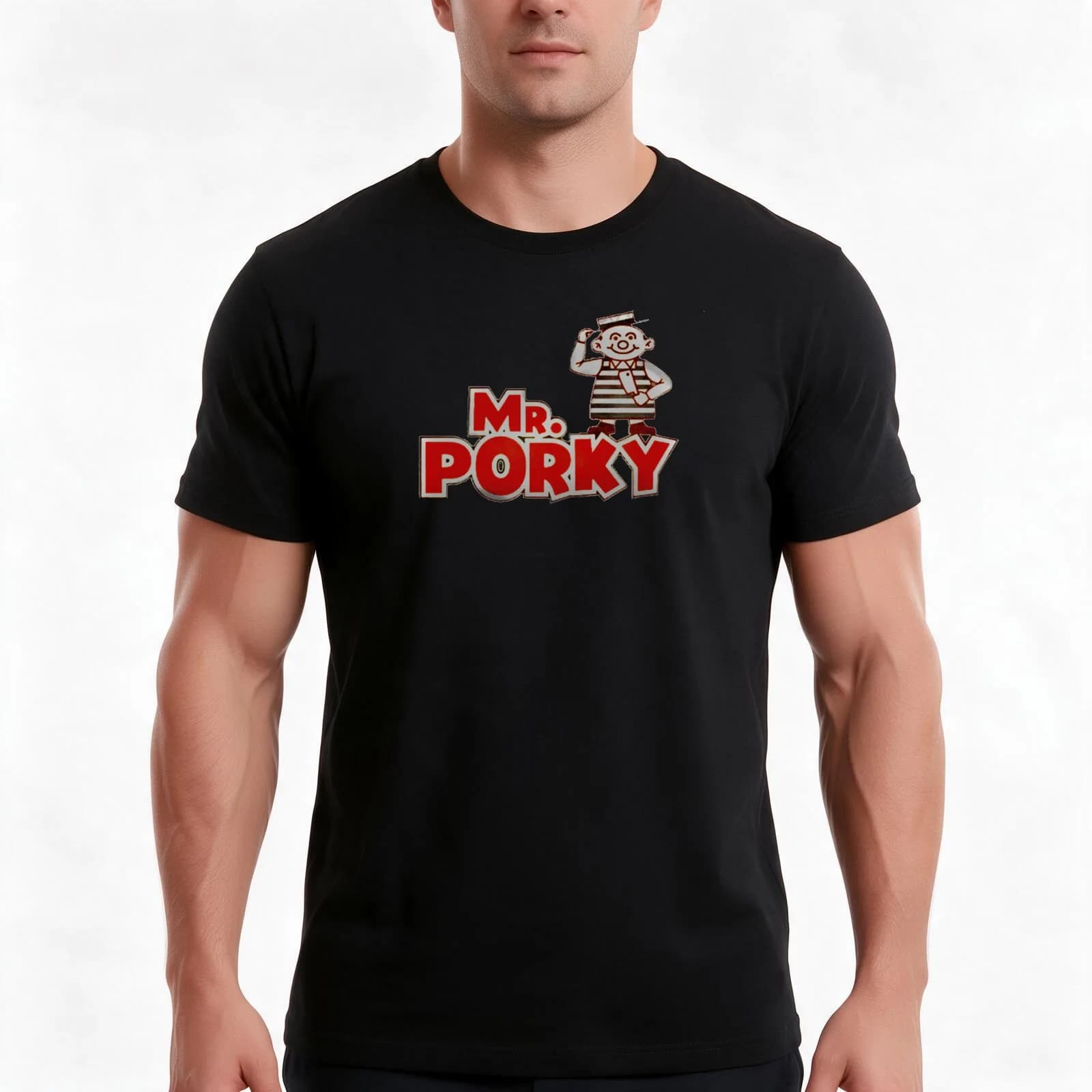 Mr Porky T-Shirt, Summer Casual Cotton Tee, Oversized Streetwear Tops, Vintage Graphic Print, Loose Fit Short Sleeve