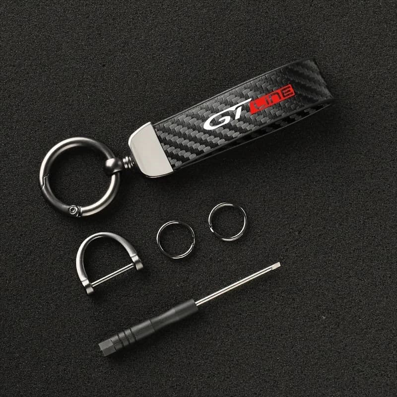 1PC Car Keychain For GT LINE Peugeot GT206 RCZ 107 307 308 3008 207 208 508 2008 5008Carbon Fiber Leather Key Chain Accessories