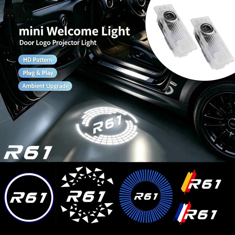 2PCS LED Car Door Welcome Ghost Shadow Courtesy Projector Lamp Decor for Mini Cooper JCW R61 2011‑2014 Badge Auto Accessories