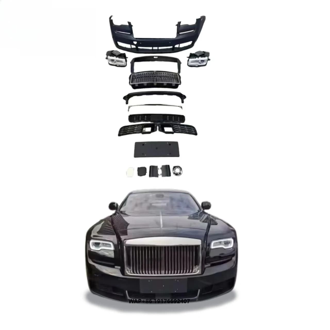 High Quality Old to New  Body Kit for Rolls-Royce Ghost 1st Generation Upgrade 3rd Generation Front Bumper Hood Grille