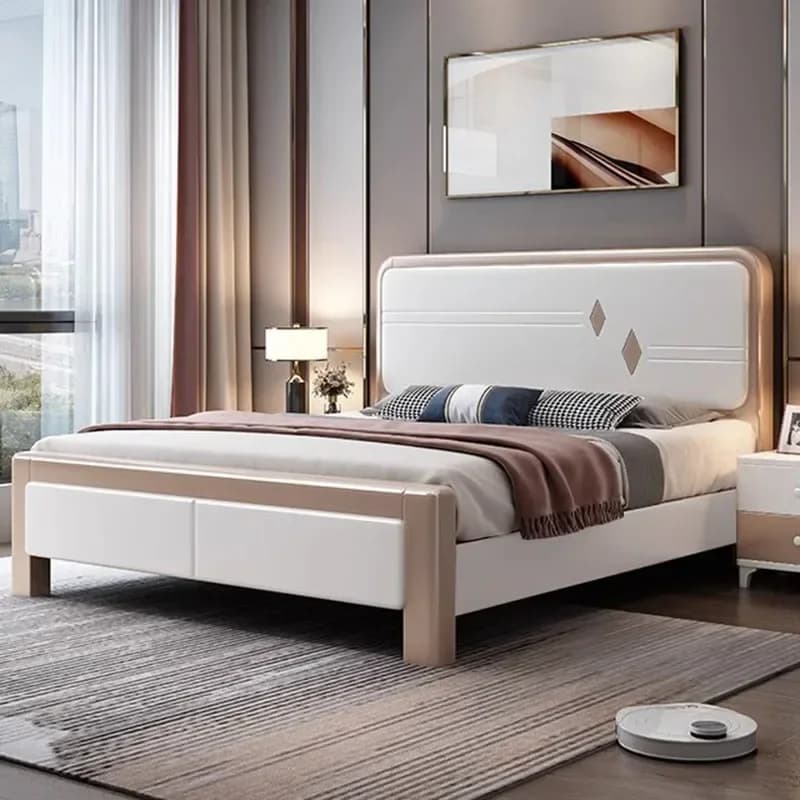 Unique Bedroom Double Bed Storage Minimalist Modern King Double Bed White Modern Camas De Matrimonio Dormitorio Home Furniture