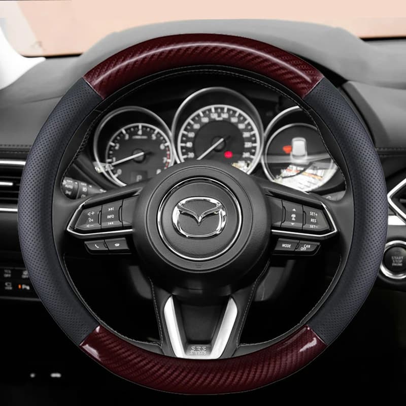 Genuine Leather Car Steering Wheel Cover Anti-Slip For Mazda 2 3 5 6 8 RX MX CX30 CX5 CX7 CX3 CX9 Atenza AXELA 38cm Accessories