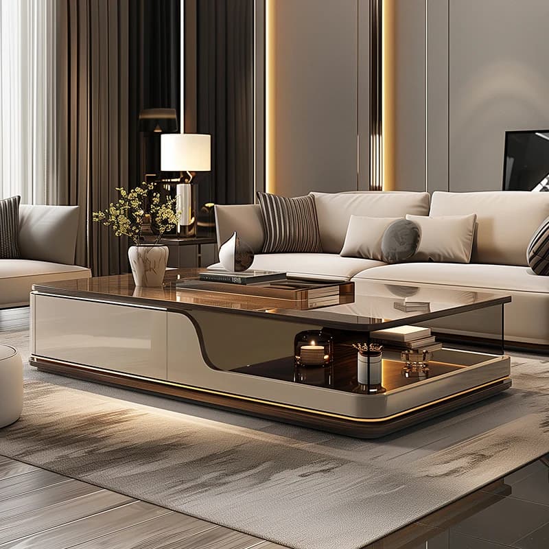 Unique Storage Coffee Table Decoration Designer White Black Coffee Table Living Center Mesa De Centro Sala Furniture Home
