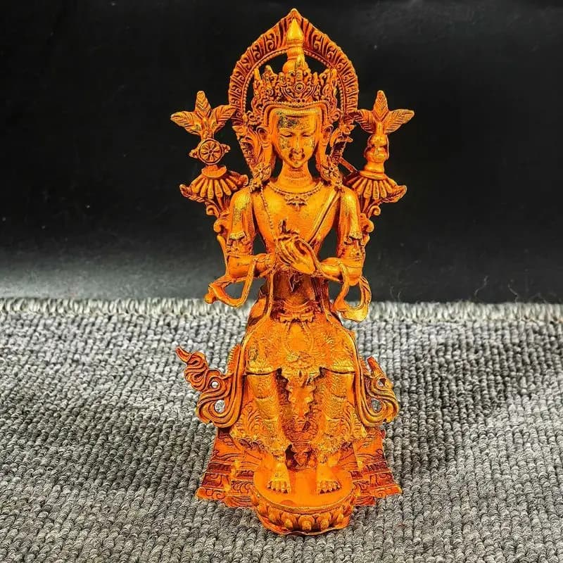 Antique Artifacts: Maitreya Bronze Ornament, Nepalese Buddha Statue, Gilt Tibetan Tantric Art