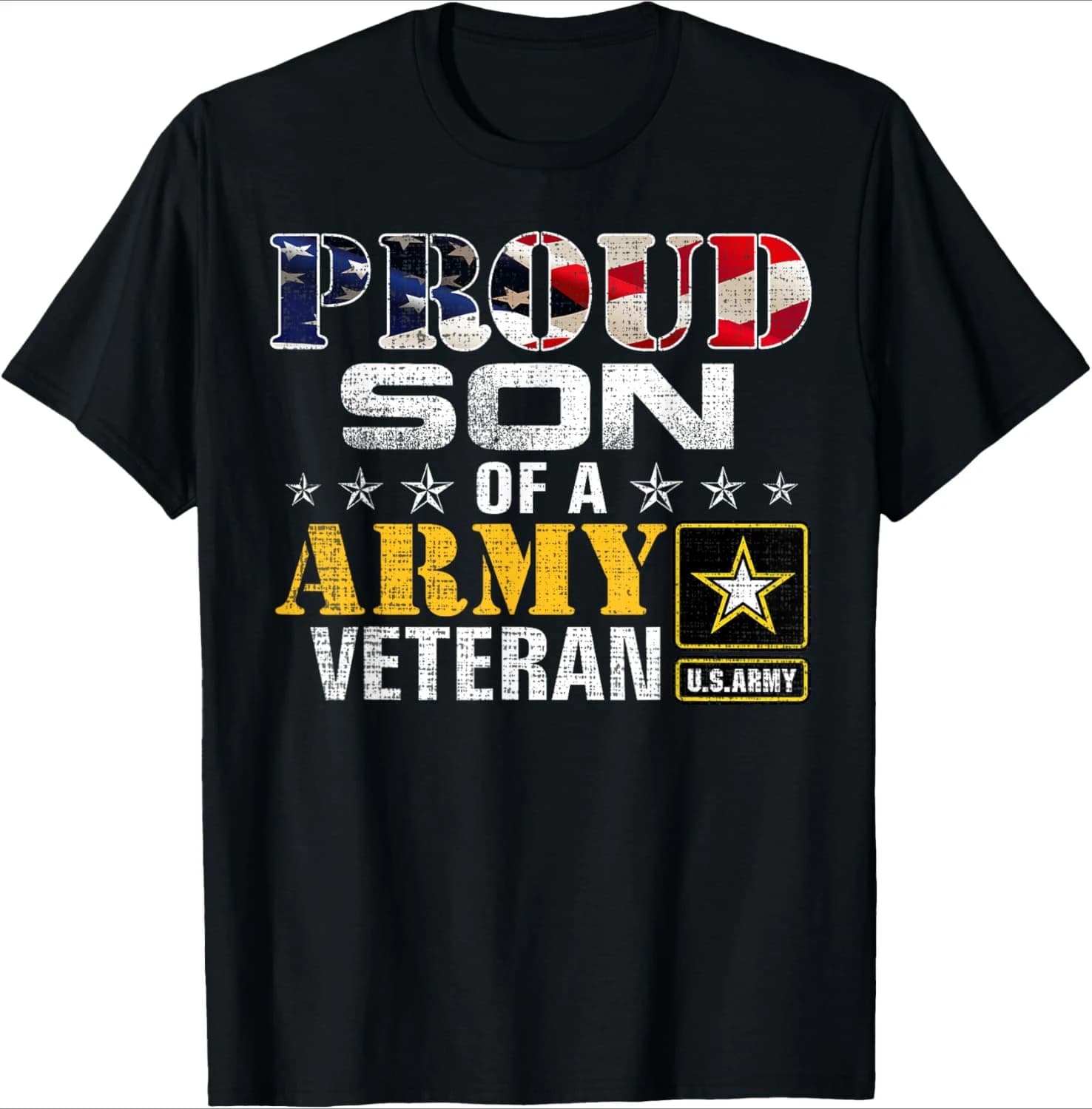 Proud Son Of A Army Veteran American Flag Military design-100% cotton summer casual O-neck short sleeve printed men's T-shirt.