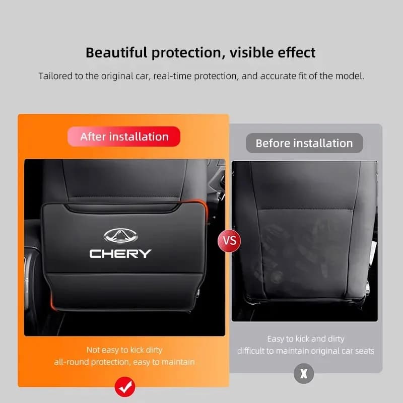 Car Seat Back Anti‑Kick Cover Leather Anti‑Dirt Protection Pad Fit Chery Tiggo7 Tiggo8 Pro Jetour X70 X90 Omoda5 Jaecoo J7 J8 In