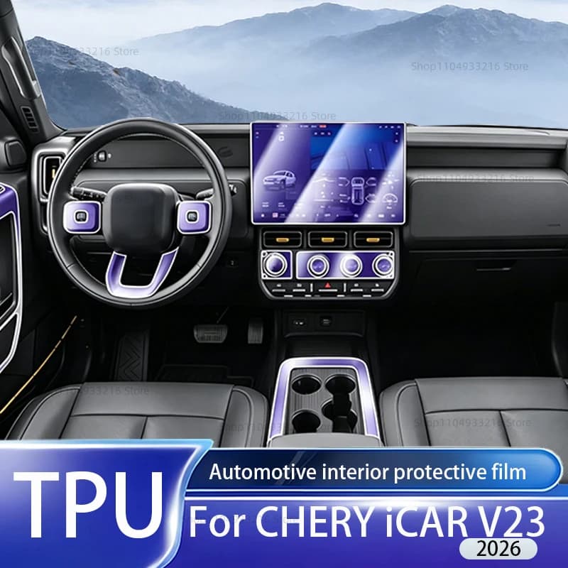 Transparent TPU Protective Film Anti-scratch For CHERY ICAR V23 2026 Car Interior Center Console Dashboard Navigation Pre-cut