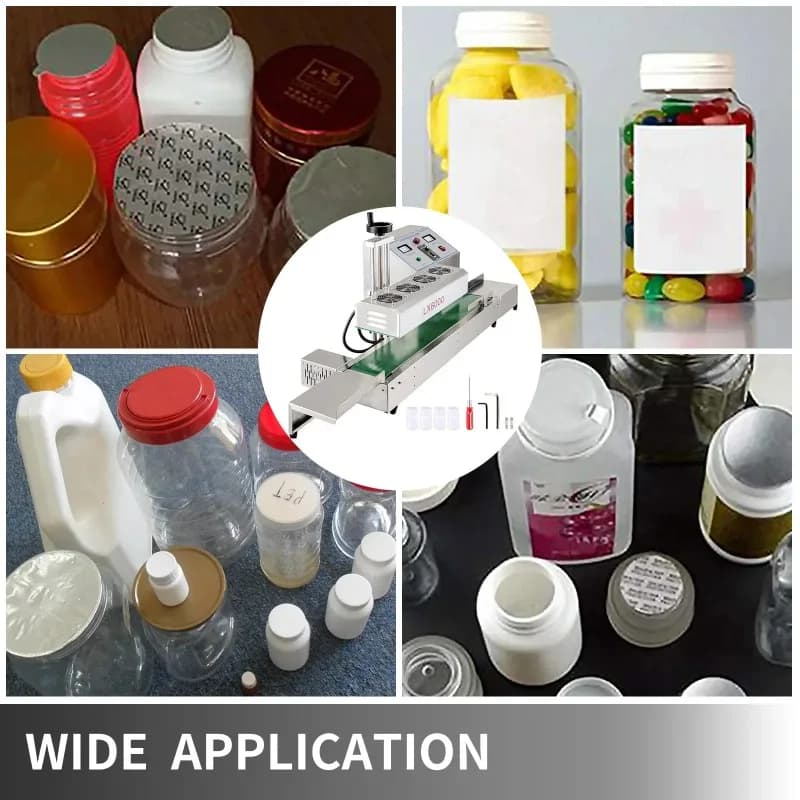 110V Induction Bottle Sealer LX-6000 Continuous Heat Sealing Machine for 80-300mm Bottles Cap Diameter 0.8-3.1 Inch