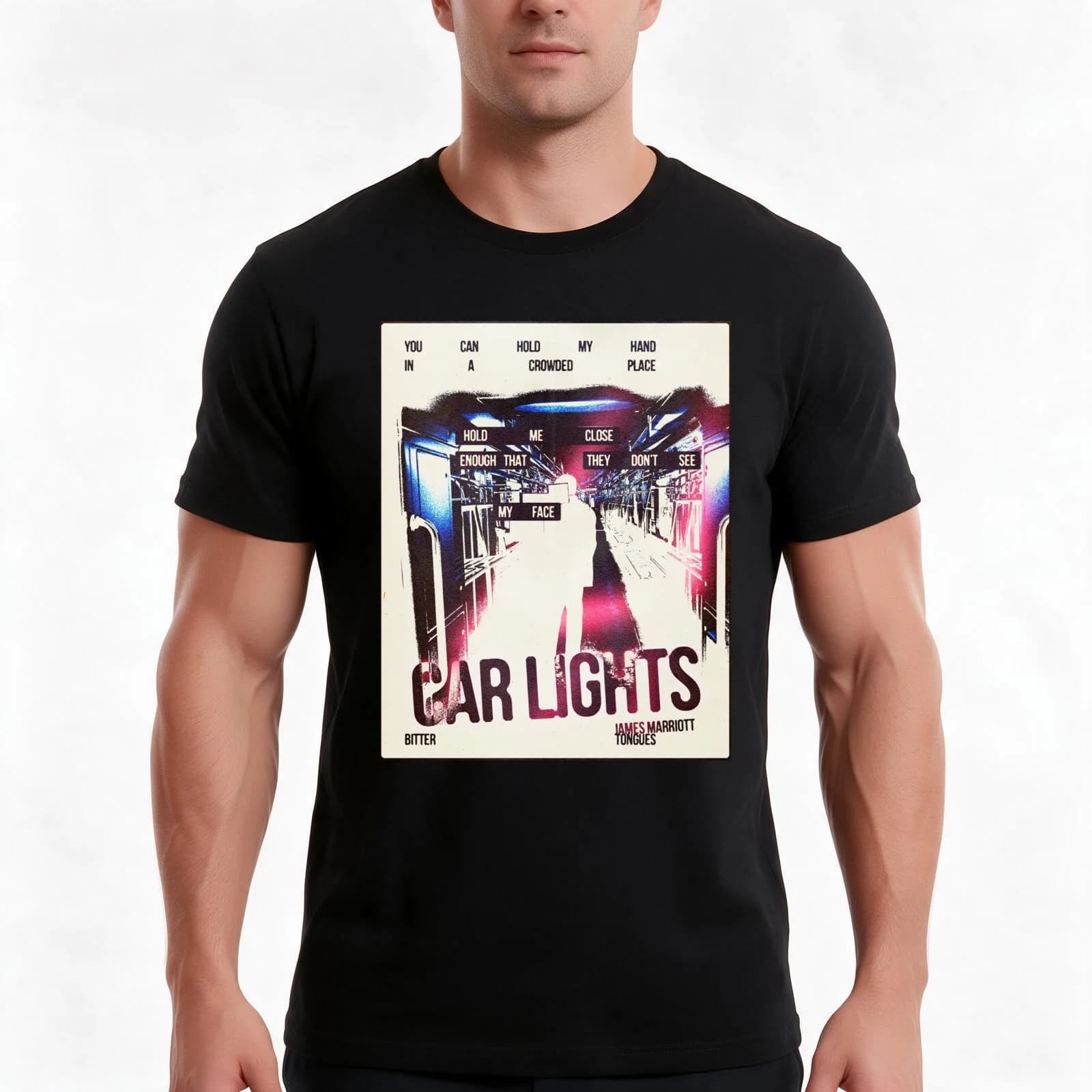 James Marriott CAR LIGHTS T-Shirt, Summer Casual Cotton Tee, Oversized Streetwear Tops, Vintage Graphic Print, Unisex Men Women
