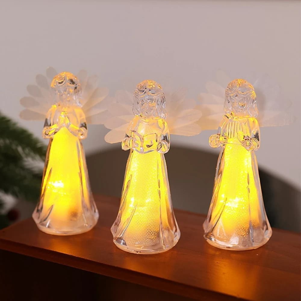New Prayer LED Illuminated Little Angel Acrylic Crystal Angel Ornament Christmas Decoration Angel Night Light Decoration Crafts