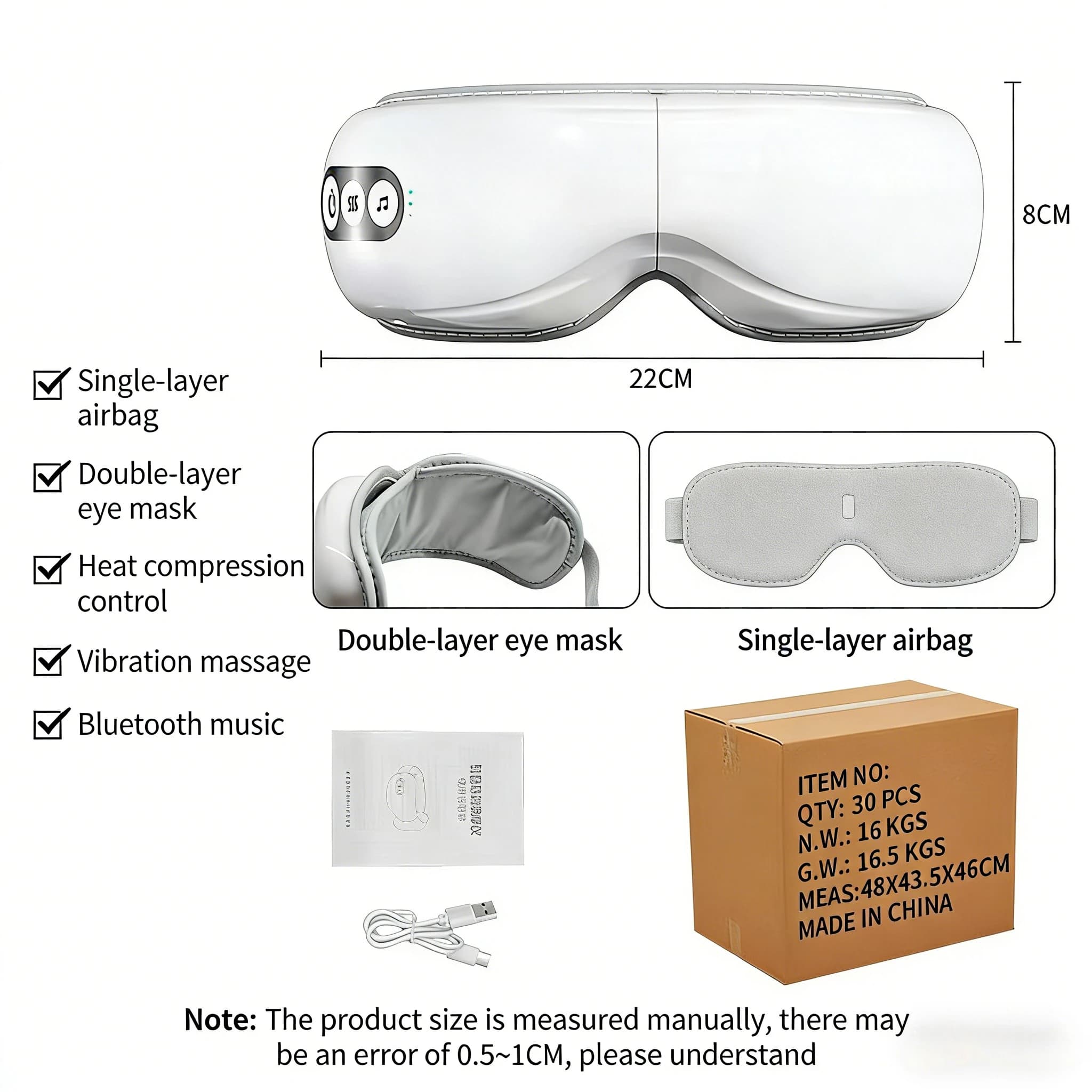 Smart Eye Massager Vibration Massage Eye Mask Rechargeable Eye Massager Hot Compress Airbag Eye Protector