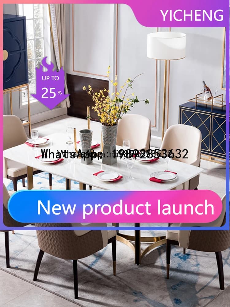 LYY Simple American marble dining table Light luxury high-end rectangular dining table