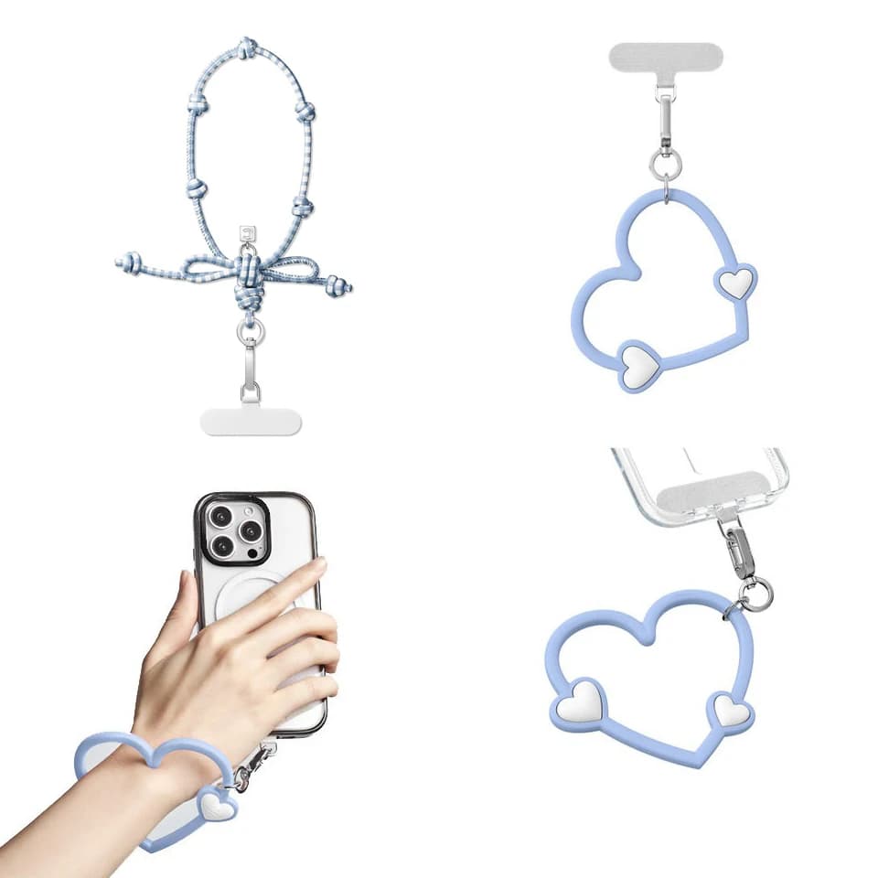 Blue Love Heart Grid Knot Phone Charm Accessories for Galaxy for IPhone 12 13 14 15 16 17 18 Pro Max Case