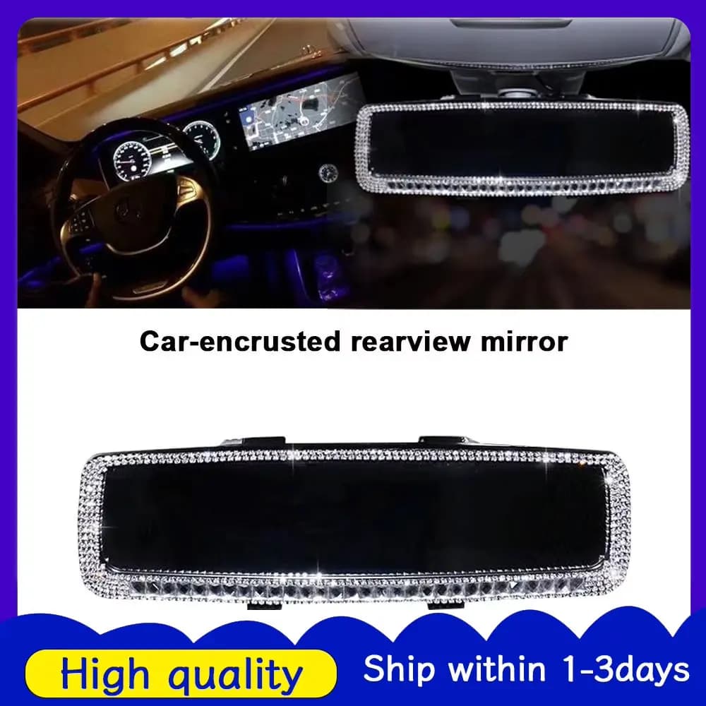 Pink Car Accessories Interior Woman High-quality Rhinestone Car Rearview Mirror Auto Interior Accessories