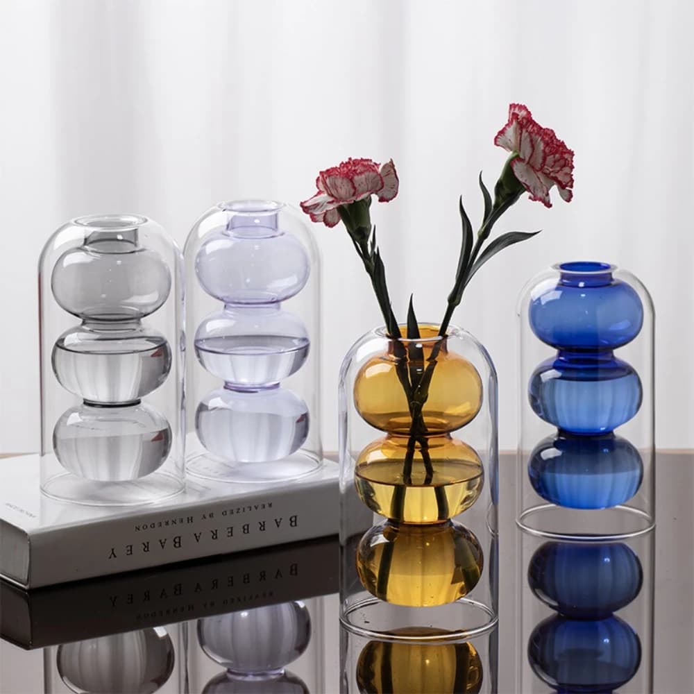 Nordic Creative Colored Glass Vase Simple Living Room Flower Arrangement Dry Flowers for Wedding Centerpieces Home Decoration
