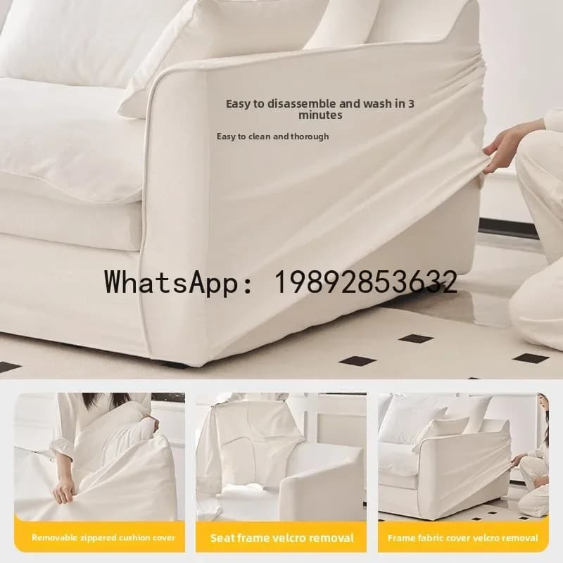 4-10 Cream Wind Living Room Small Unit Removable and Washable Linen Fabric Sofa