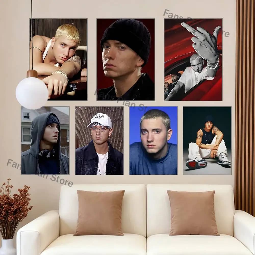 E-Eminem Rapper Poster Multi-Purpose Wall Art for Living Room Bedroom Office Hallway Bar Home Decor Gift