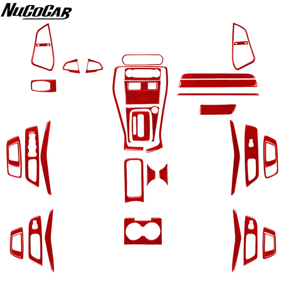 For Ford EcoSport 2018-2025 Red Carbon Fiber Central radio AC CD shifter storage door panel Car Accessories Decorative Stickers