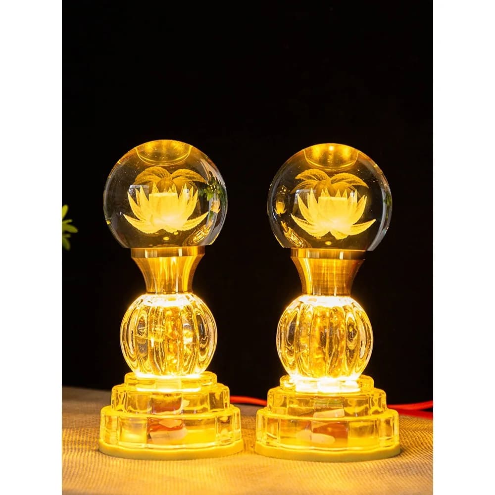 Buddha supply lamp colorful long light lotus LED crystal lotus lamp lotus flower Guanyin Buddha lamp plug-in