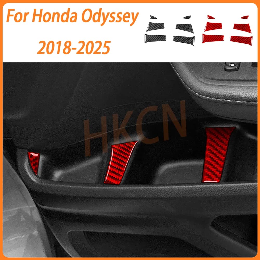 6-piece Set of Car Door Cup Holder Panel Decorative Stickers, Carbon Fiber Car Interior Accessories For Honda Odyssey 2018-2025