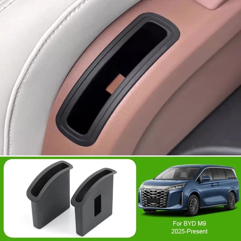 Car Wireless Charge Door Organizer Below Console Cup Holder Armrest Box For BYD M9 2025-Present Vehicle Tray Storage Accessory