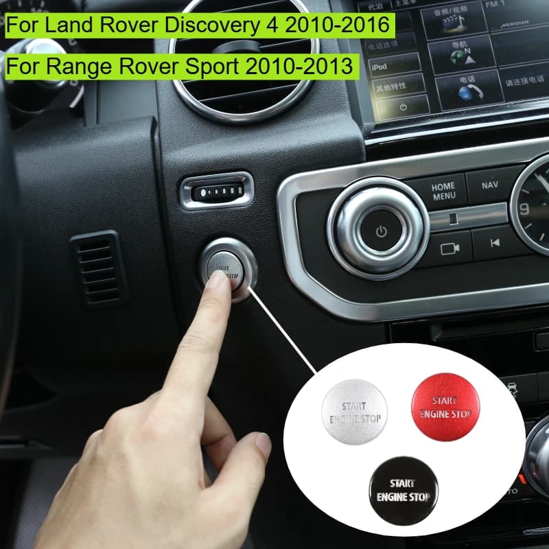 For Land Rover Discovery 4/Land Rover Range Rover Engine Start Stop Button Sticker Black Chrome Ignition Button Cover Accessorie