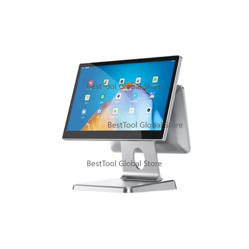 Touch Displays 15.6 Inch D-ual Touch Screen Cash Registers 8+128GB Andr-oid 14 Pos Te-rminal Supermarket Pos System